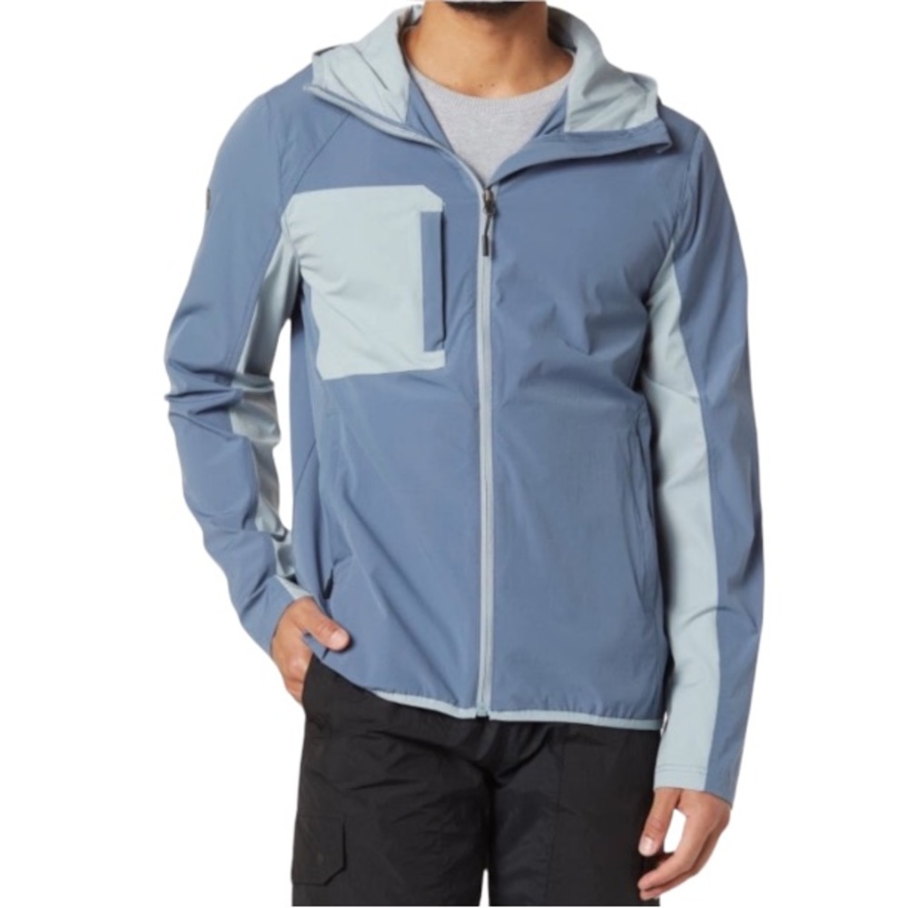 BE BOUNDLESS Colorblock Hooded Stretch Nylon Jacket China Blue & Light Blue, XXL